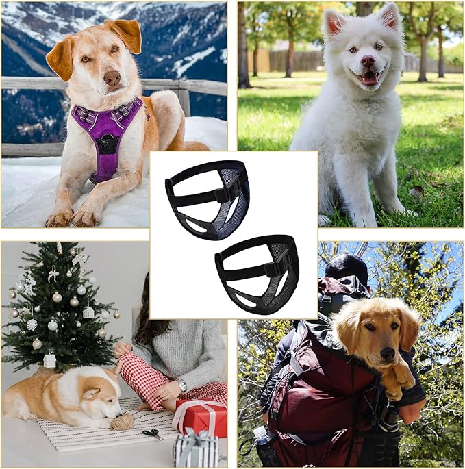 BLMHTWO 2PCS Dog Pants Dog Nappies, Dogs Period Pants with 6PCS Washable Female Dogs Season Pants Adjustable Protective Trousers for Female Puppy in Heat Monthly, Black, Blue