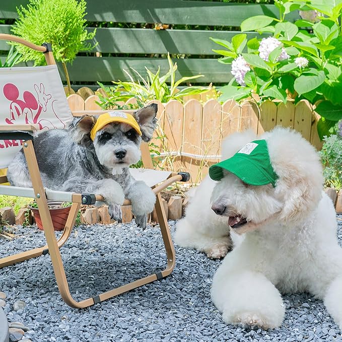 Pet Dog Baseball Cap, Cat Hat, Cat Dog Sun Cap with Ear Holes, Adjustable Puppy Outdoor Sun Hat (Yellow, Large)