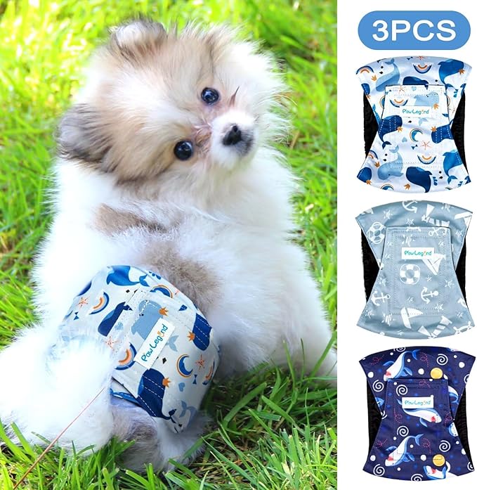 Paw Legend Washable Dogs Diapers Male Dog Belly Bands for Male Dogs Diapers Reusable Puppy & Doggie Diapers Male (3 Pack, XX-Large)
