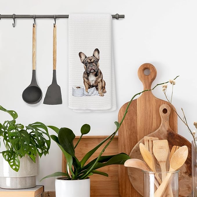 Funny French Bulldog Gifts Bathroom Hand Towels, Dog Bathroom Decor, Gifts for French Bulldog Lovers Dish Tea Towels, Kids Bath Room Washroom Toilet Decorative Hand Towel 16x24 Inch