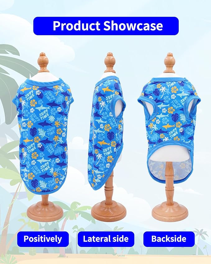 PET SHOW 4 Pack Dog Hawaiian Shirts for Medium Large Dogs UPF 50+ UV Sun Protection Summer Cool Clothes Tank Top Floral Dog T-Shirts Pet Holiday Party Sleeveless Vest Boy Girl(X-Large)