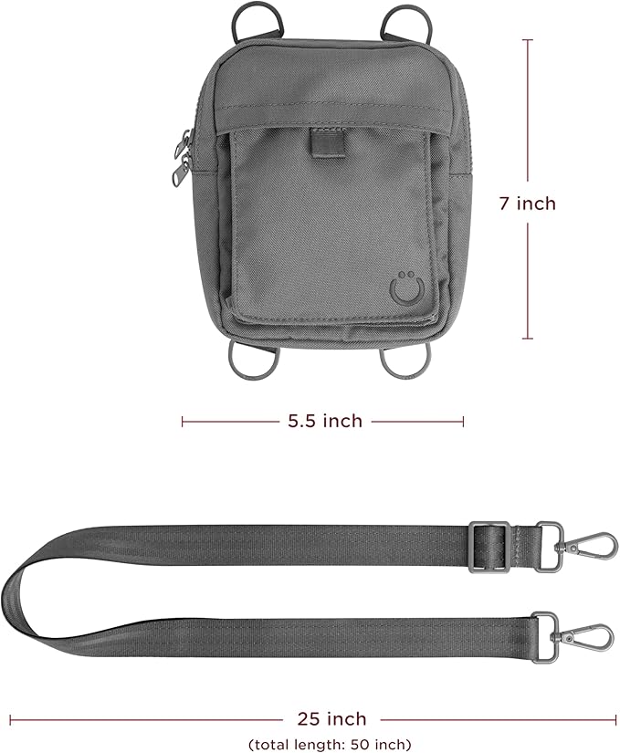 Ubbi Dog Treat Pouch for Training & Walking, 3-Way Wear Options - Crossbody, Waist, or Clip-On - with Magnetic Closure & Poop Bag Dispenser, Recycled RPET, Charcoal Gray