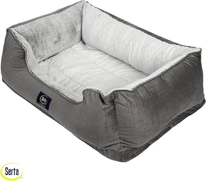 Serta Orthopedic Cuddler Dog Bed for Pets – Slate Gray (Large)