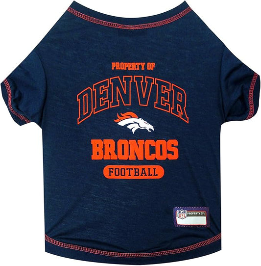 NFL Denver Broncos Dog T-Shirt for Pets, Size Small. Officially Licensed Pet Shirt with Team Logo, Soft Stretchable Comfort Fit Apparel for Dogs & Cats