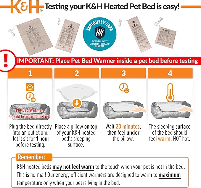 K&H Pet Products Pet Bed Warmer, Turn Any Pet Bed Into a Heated Cat or Dog Bed, Waterproof Indoor Heated Warming Pad Insert, Automatic Temperature, Safety Listed - Small 9 X 8.5in Tan