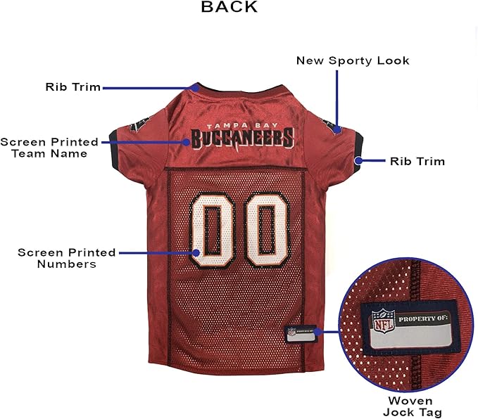 NFL Tampa Bay Buccaneers Dog Jersey - Small, Football Jersey Costume for Dogs