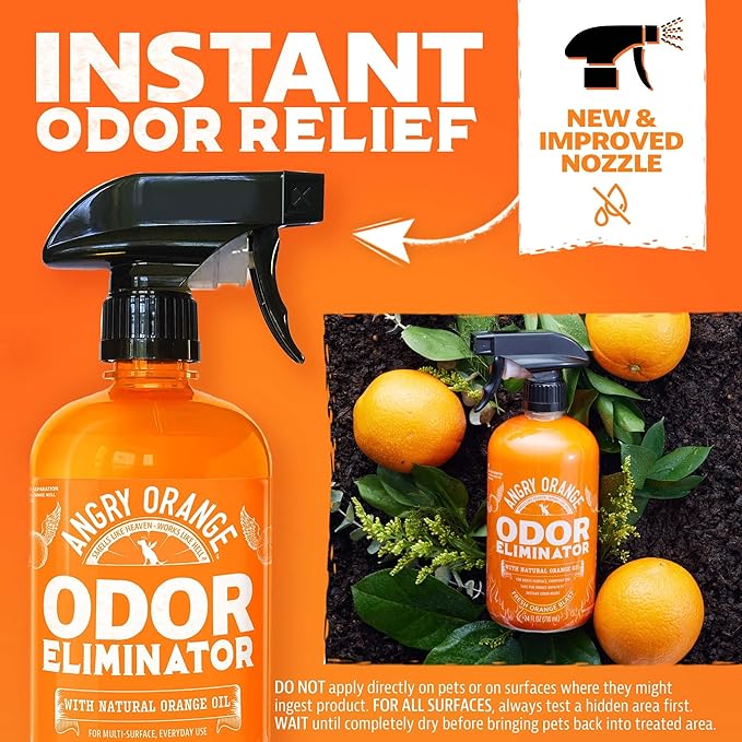 ANGRY ORANGE Dual Scent Pet Odor Eliminator – Citrus & Fresh Spray for Dog and Cat Urine, Carpet Stains, and Strong Smells