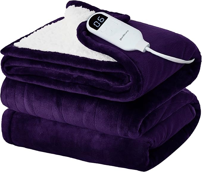 Bedsure Electric Blanket Full Size - Soft Flannel Heated Blanket Full, Fast Heating with 6 Time Settings (Up to 10H) & 6 Heat Settings, Warm Gift for Grandma (72x84 inches, Purple)