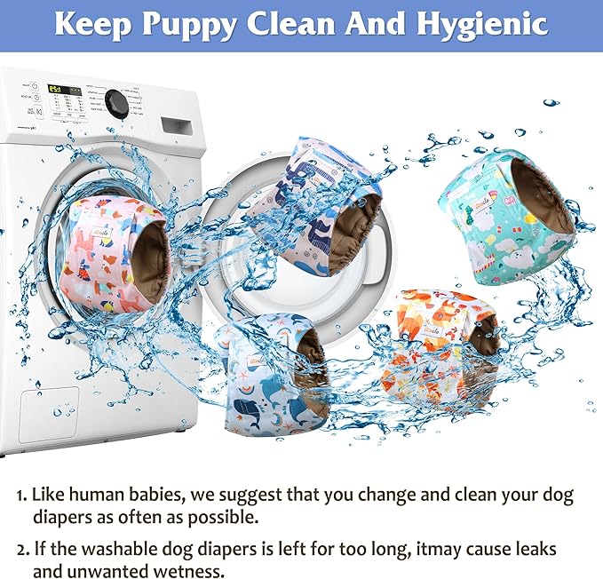 5 Pack Dog Diapers Male Reusable, Premium Belly Bands for Dogs, High Absorbing Male Dog Pee Wraps for Doggie in Incontinence or Excitable Urination,Squirrel XS