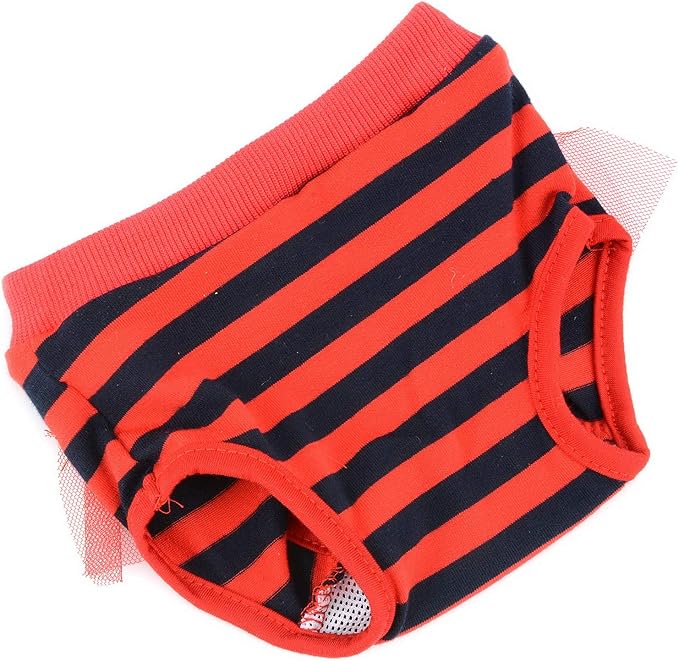 SELMAI Adorable Dog Physiological Shorts Diaper for Dogs Female in Heat Reusable Washable Doggy Kitten Underwear Pants for Small Medium Puppy Cat Girl Doggie Menstrual Nappies All Seasons Red M
