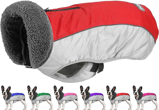 Dog Coat, Waterproof Ripstop Dog Winter Jacket with Leash Hole, Reflective Adjustable Warm Pet Fleece Snow Sweater for Small Medium Large Dogs - Red, XL