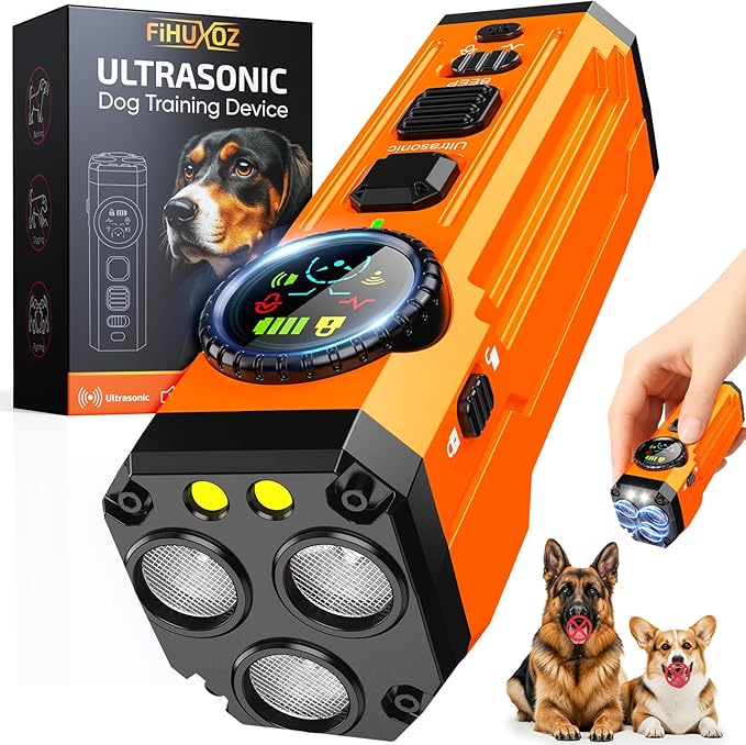 Dog Bark Deterrent Devices, 2025 Upgraded 3x Sonic Emitters Anti Barking Device for Own Or Neighbor's Dog, Safe & Effective Portable Ultrasonic Dog Bark Shield Rechargeable Dog Barking Silencer