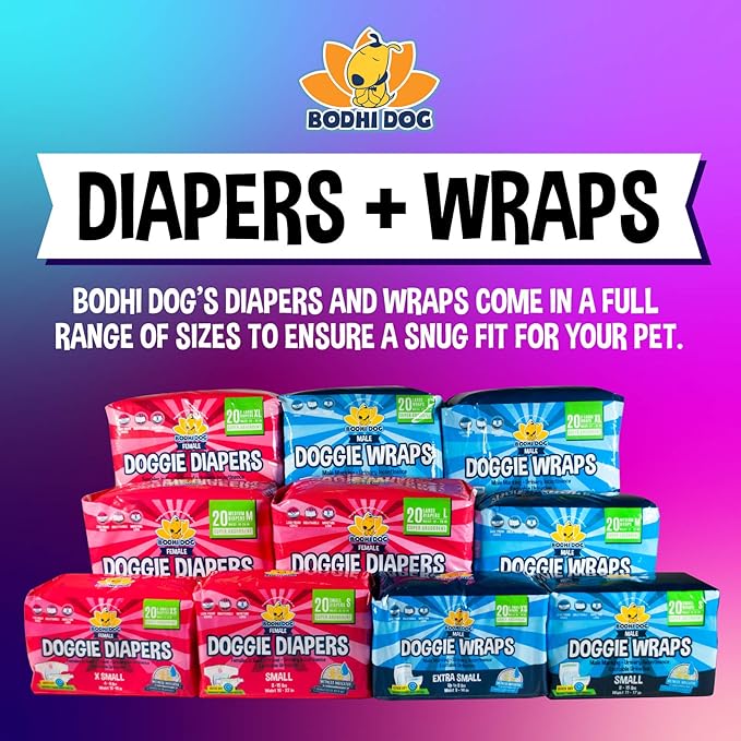 Bodhi Dog Disposable Male Dog Diapers - Super Absorbent, Leak-Proof Pee Wraps - Adjustable Fit, Comfortable Design, Advanced Moisture Control, and Wetness Indicator - Extra Large (20 Count)