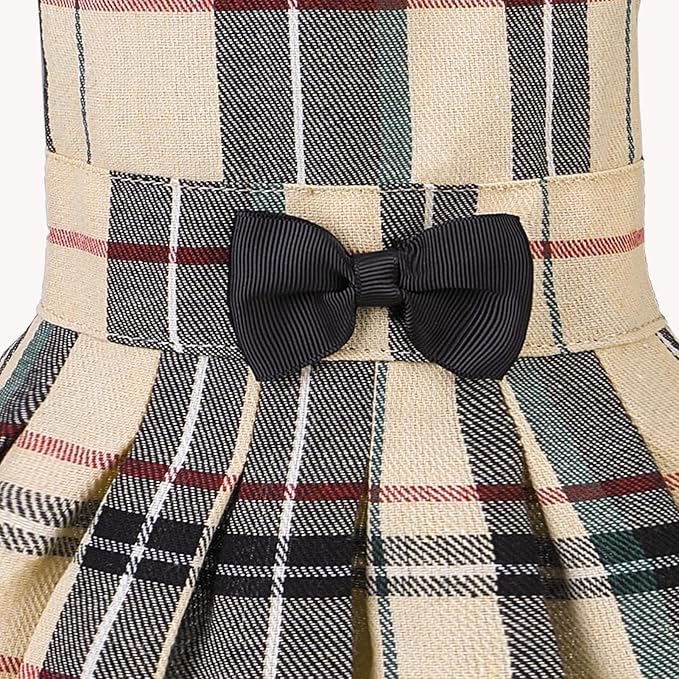 PUPTECK Classic Plaid Dog Dress Cute Puppy Clothes Outfit Small