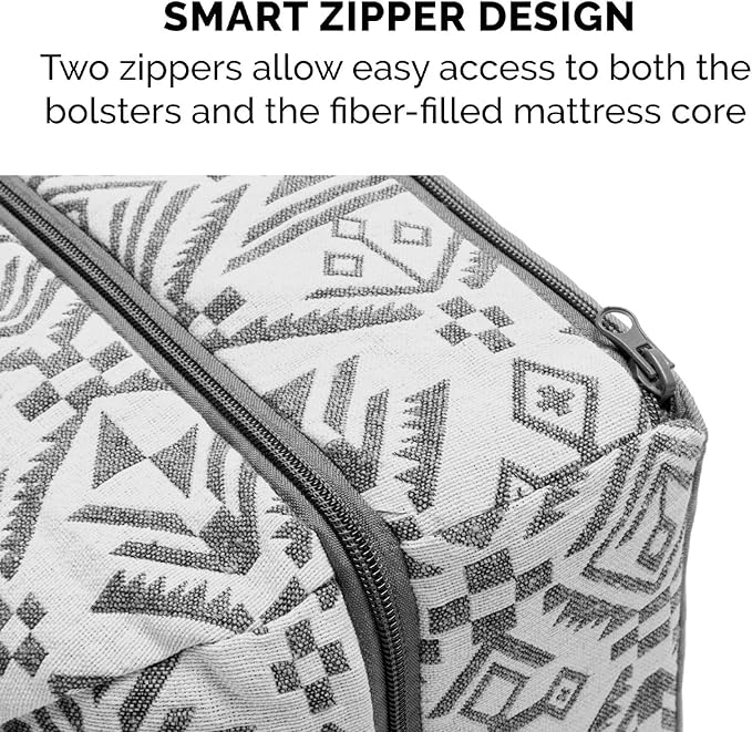Furhaven Pillow Dog Bed for Large Dogs w/ Removable Bolsters & Washable Cover - Plush & Southwest Kilim Woven Decor Sofa - Boulder Gray, Jumbo/XL