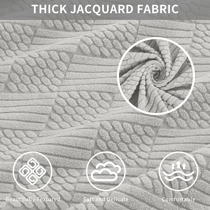 Easy-Going Waterproof Couch Cushion Covers for Couches and Sofas, Stretch Jacquard Sofa Seat Cover Replacement for Dogs, Pets & Kids, Durable Furniture Protector for Chair Cushions, Light Gray