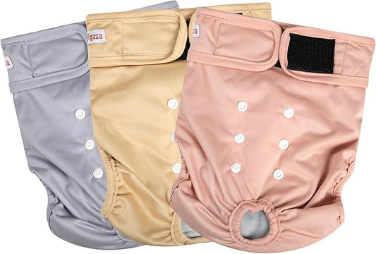 Female Dogs Diapers Belly Bands, Washable Reusable Female Doggy Wraps Panties for Doggie Puppy Pooping Potty Training Heat Incontinence Marking Pañal para Perro Pink Brown Purple Medium