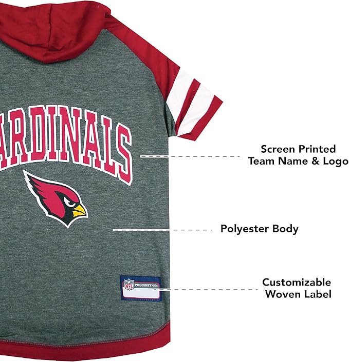 Pets First NFL Arizona Cardinals Hoodie for Cats, Medium, Official Licenced Sporty Pet Shirt