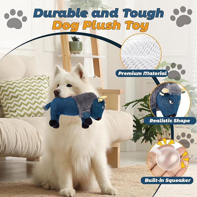 Squeaky Dog Puppy Toys, Stuffed Plush Animal to Keep Them Busy for Small Medium Large Dogs & Aggressive Chewers, Soft Durable Tough Indestructible Pet Chew Toys, Best Products Stuff for Puppies