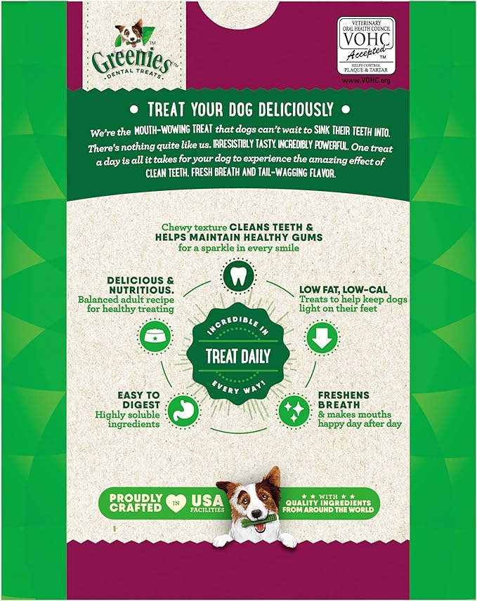 Greenies Veterinarian-Recommended Adult Natural Dental Dog Treats Teenie Size, Weight Management Dog Dental Chews, 27 oz. Pack, 96 Count