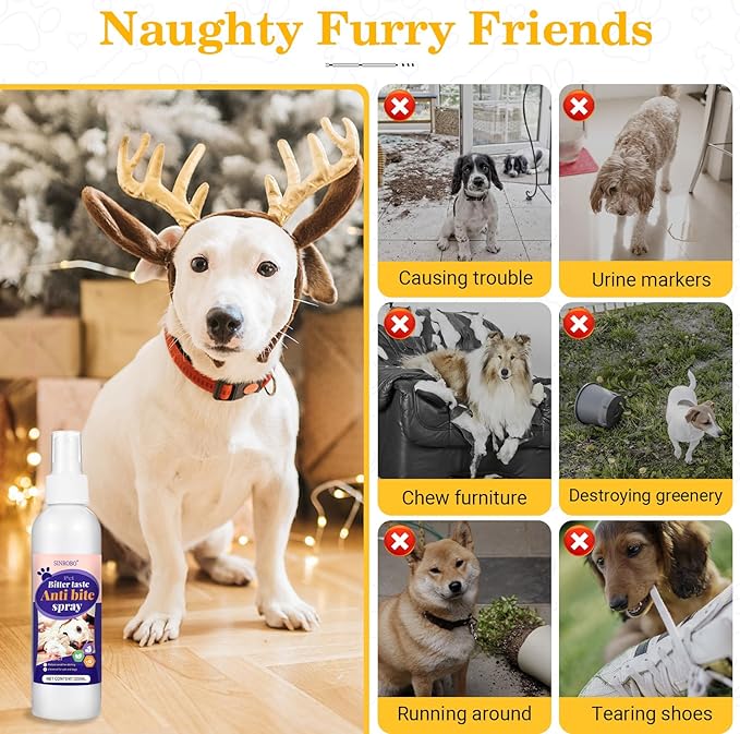 No Chew Spray for Dogs, Bitter Apple Spray for Dogs to Stop Chewing, Effective Indoor/Outdoor Deterrent Training Corrector for Anti-Scratch, Anti Marking, Furniture Protection (2 PCS)
