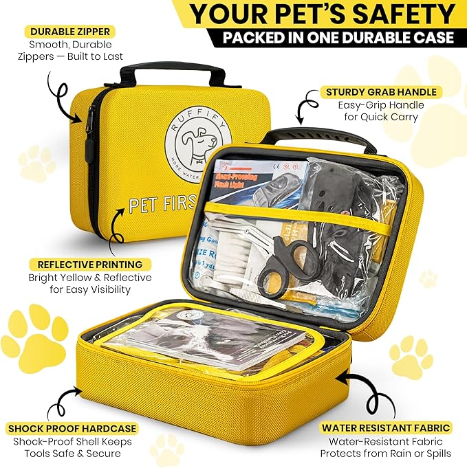 Dog First Aid Kit – Essential Items Pet Emergency Kit Accessories for Car, Travel, Hunting, Hiking & Camping Gear with Mini Pouch for Home, Office & Outdoor Adventures