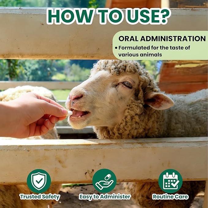 Fenbendazole for Goats, Sheep, Dog, Cattle, Poultry & More, Tapeworms, Roundworms & Hookworms, 100 Tablets
