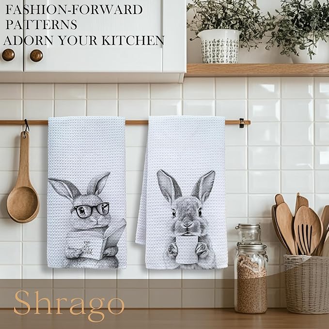 Funny Bunny Bathroom Hand Towels, Kids Bathroom Decor, Gifts for Bunny Lovers Hand Towels for Kids Bath Room Washroom, Animal Lovers Gifts, 16x24 Inch Set of 2