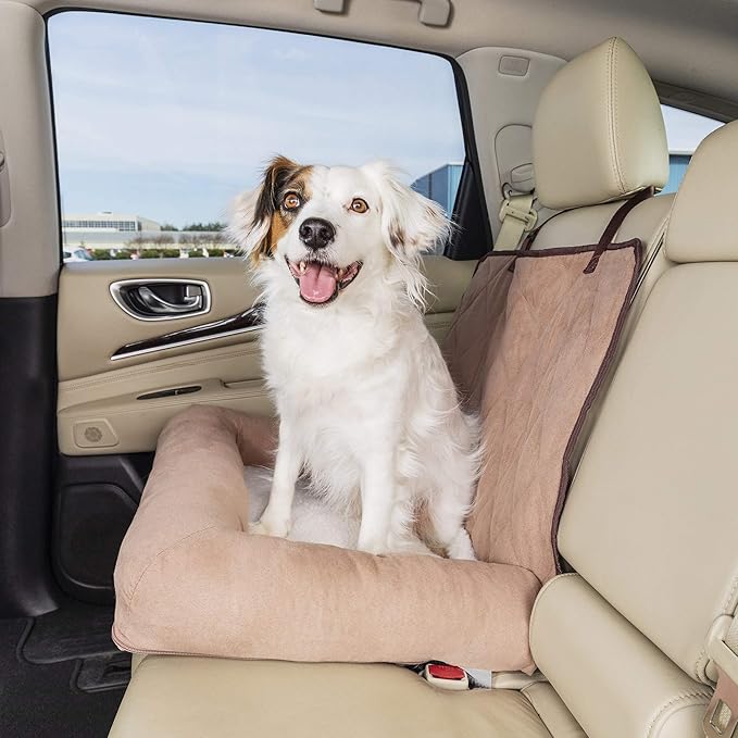 PetSafe Happy Ride Car Dog Bed - Best for Bucket Seats - Fits Cars, Trucks, Minivans and SUVs - Comfortable and Machine Washable - Durable Vehicle Pet Bed - Tan