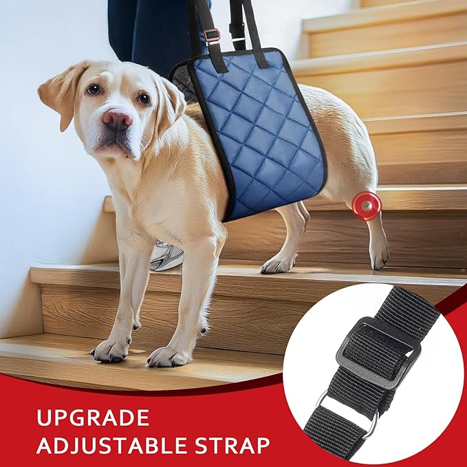Adjustable Dog Sling Dog Lift Harness for Large Dogs, Hind Leg Support Portable Soft Lift Support and Rehab Harness for Weak Rear Legs, for Senior, Injured, Disabled and After Surgery Dogs Large
