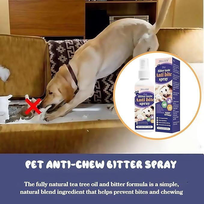 Bitter Apple Spray for Dogs,No Chew Spray for Dogs,Bitter Spray for Dogs to Stop Chewing,Effective Furniture Protection, Prevents Wound Licking for Dogs and Cats, Non-Toxic, Alcohol-Free