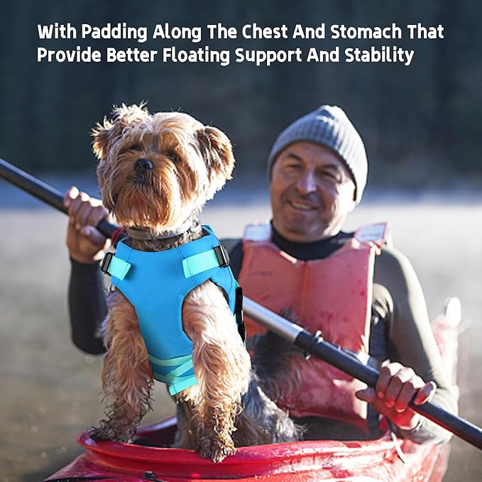 Dogcheer Dog Life Jacket with Double Rescue Handle, Reflective Dog Harness Life Vest for Swimming Boating, Adjustable Pet Swim Vest Dog Flotation Device DFD for Small Medium Large Dogs - Blue S
