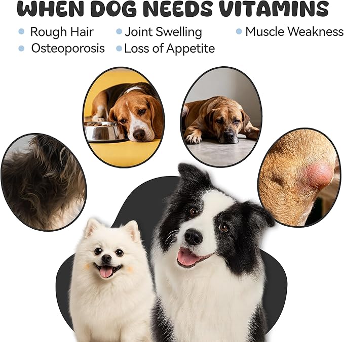 25-in-1 Dog Multivitamin Supplement, Rich in Various Vitamins, Helps Maintain Healthy Leg Joints, Skin, and Coat, Promoting Overall Health. Chicken Flavored chewable Tablets, 30 Tablets