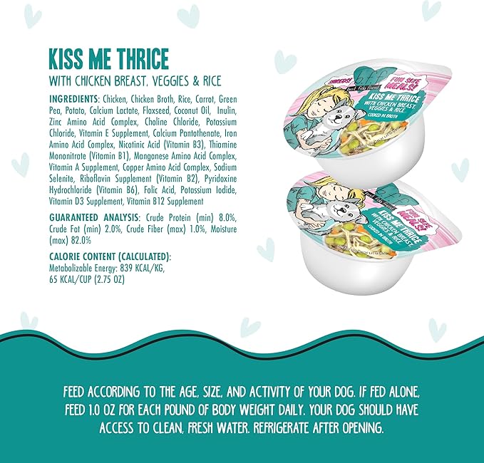 Weruva Best Fido Friend Fun Size Meals for Dogs, Kiss Me Thrice, 2.75oz Cup, Pack of 12
