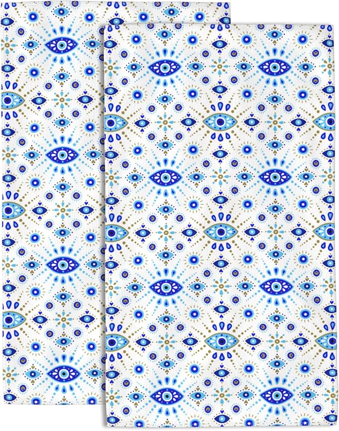Hand Towels Set of 2 Evil Eye Towels for Bathroom Soft Absorbent Decorative Hand Bath Towels Dish Towels for Kitchen Sports Gym Yoga Home Decor 14 x 28 in