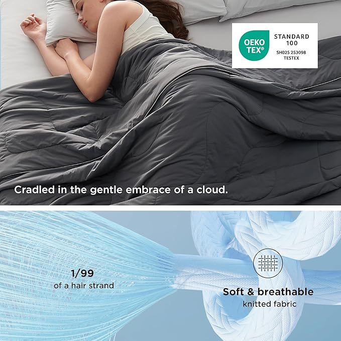 Bedsure Cooling Blankets for Hot Sleepers - Cooling Comforter, Cold Summer Blanket for Bed, Ice Breathable and Lightweight Gift for Night Sweats, Dark Grey, 102x96 Inches