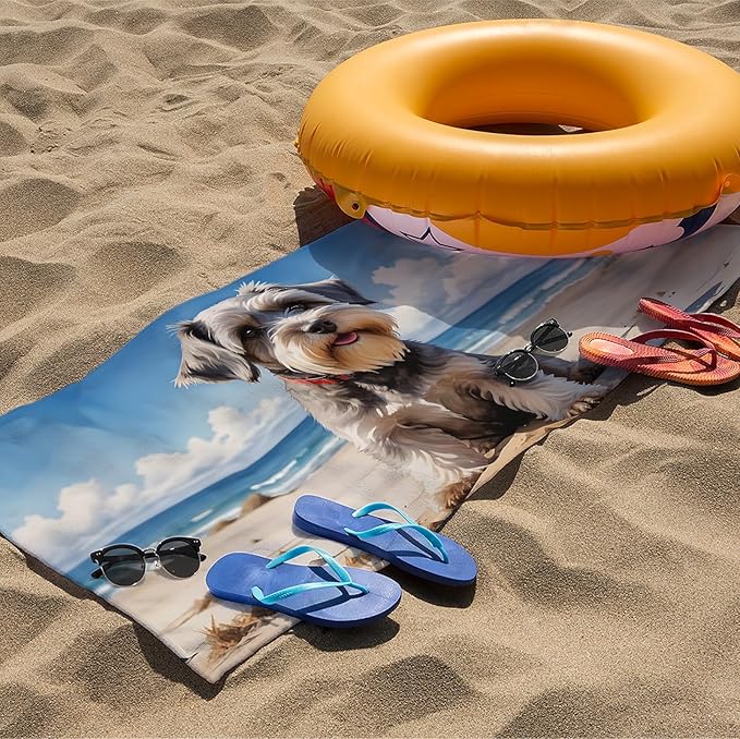 Schnauzer Dog Beach Towel, Schnauzer Gifts Pool Towels, Schnauzer Decor Sand Towel Large Bath Towels Gifts for Women Men, Schnauzer Gifts for Women, Mini Schnauzer Gifts, 29x60in