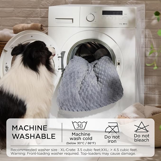 Bedsure Small Washable Dog Bed for Crate, Soft Fluffy Bubble Fleece Pet Bed Mat for Deep Sleep, Non-Slip and Machine Washable Kennel Sleeping Pad for Small Dogs/Puppy/Cat, 23"x17"x3", Grey