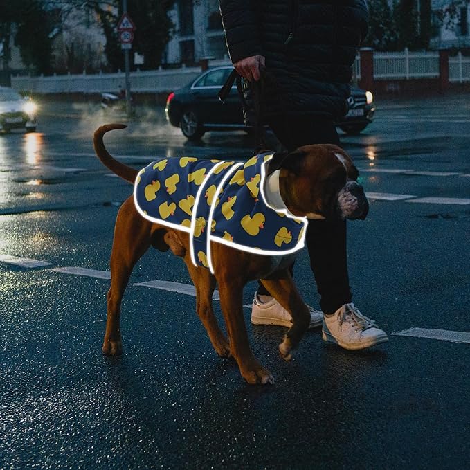 Dog Raincoat for Small Dogs Puppies Waterproof Jacket Hooded Rain Coats with Reflective Strips Leash Hole & Poncho Adjustable Fit (Duck,S)