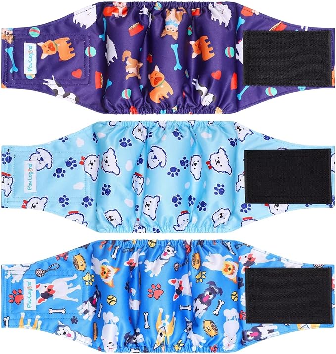 Paw Legend Washable Dogs Diapers Male Dog Belly Bands for Male Dogs Diapers Reusable Puppy & Doggie Diapers Male (3 Pack, XX-Large)