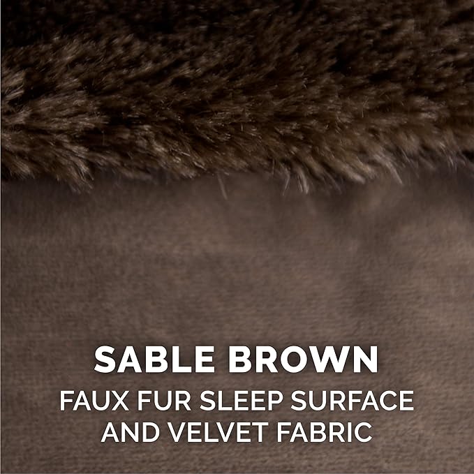 Furhaven Replacement Dog Bed Cover Plush & Velvet L Shaped Chaise, Machine Washable - Sable Brown, Jumbo Plus (XX-Large)