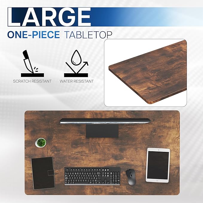 VIVO Rustic Vintage Brown 43 x 24 inch Universal Solid One-Piece Table Top for Standard and Sit to Stand Height Adjustable Home and Office Desk Frames, DESK-TOP43N