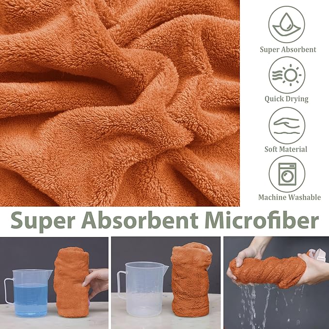 Dog Bathrobe Super Absorbent Towel Robe - Microfiber Bath Towels Fast Drying Coat for Dogs, Cute Dogs Clothes Adjustable Collar & Belly Strap Warm Keeping Hooded Dog Towel (Orange, X-Large)