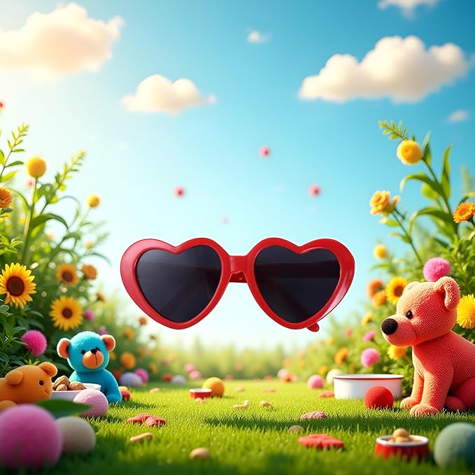 Red Pet Sunglasses Cute Pet Dog Sunglasses Cat Glasses Heart Sun Flower Glasses for Small Dogs Cat Accessories Photos Props Pets Party Decor Backpacks Apparel and Accessories Dogs