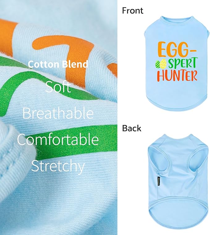 Fitwarm Egg-spert Hunter Dog Easter Outfit, Summer Clothes for Small Dogs Boy Girl, Pet Outfit, Blue, Red, Green, Orange, XL