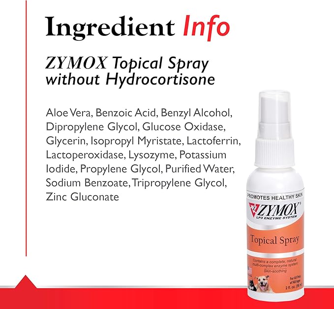Zymox Topical Hot Spot Spray for Dogs and Cats Without Hydrocortisone, 2oz