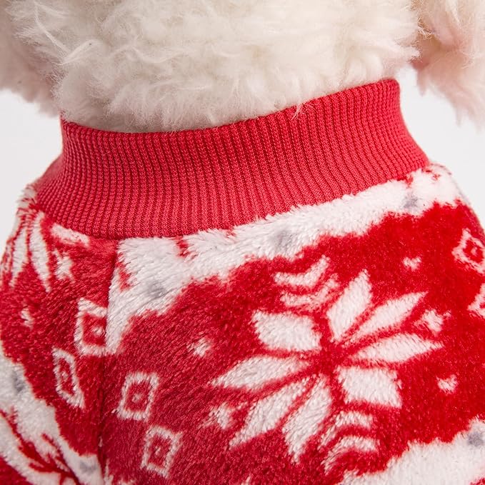 POMIU Dog Sweater, Dog Sweaters for Small Medium Dogs or Cat, Warm Soft Flannel Pet Clothes for Dogs Girl or Boy, Dog Shirt Coat Jacket (Xmas Red+Xmas White, Small)