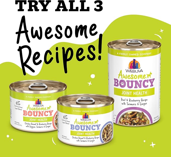 Weruva Awesome Bouncy Wet Dog Food, Chicken & Brown Rice, 6oz Can (Pack of 8)