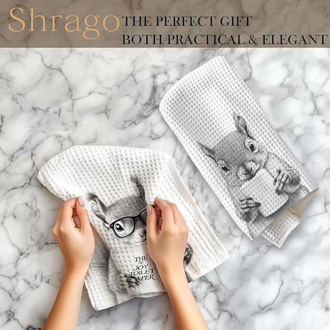 Funny Squirrel Bathroom Hand Towels, Kids Bathroom Decor, Gifts for Squirrel Lovers Hand Towels for Kids Bath Room Washroom, Animal Lovers Gifts, 16x24 Inch Set of 2