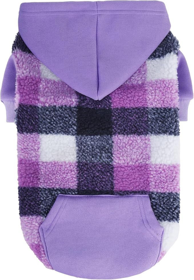 PUPTECK Dog Hoodie Puppy Sweatshirt Warm Dog Sweater Winter Clothes Cold Weather Coats for Small Medium Large Dogs, Purple, L